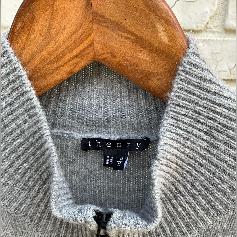 Theory Grey Zip-up Sweater, Double Zip; Size M